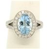 Image 5 : Modern 18K White Gold 3.07 ctw Oval Aquamarine Diamond Sylvie Split Shank Ring