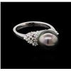 Image 1 : 0.33 ctw Pearl and Diamond Ring - 14KT White Gold