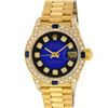 Image 2 : Rolex Ladies 18K Yellow Gold Blue Vignette Diamond And Sapphire President Wristw