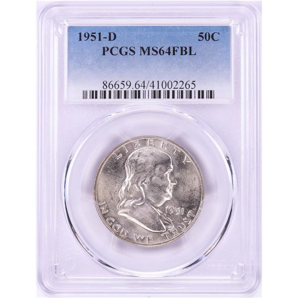 1951-D Franklin Half Dollar Coin PCGS MS64FBL
