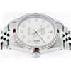 Image 3 : Rolex Men's Stainless Steel Gray Diamond & Ruby Oyster Perpetual Datejust Wristwatch