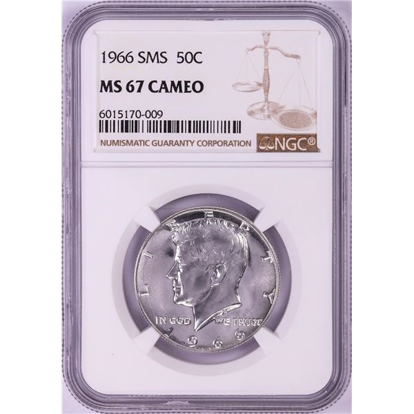 1966 SMS Kennedy Half Dollar Coin NGC MS67 Cameo