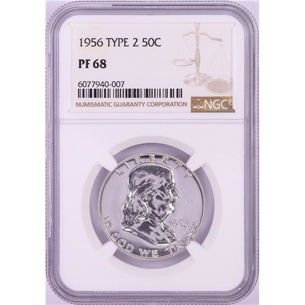 1956 Type 2 Proof Franklin Half Dollar Coin NGC PF68