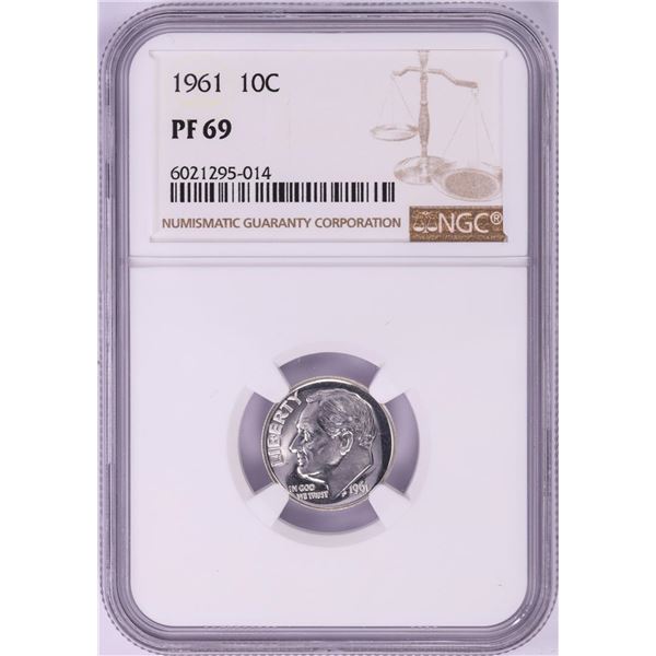 1961 Proof Roosevelt Dime Coin NGC PF69