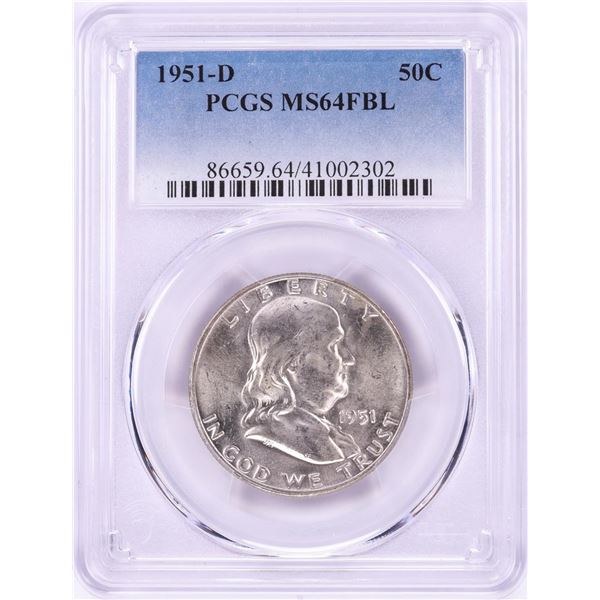 1951-D Franklin Half Dollar Coin PCGS MS64FBL
