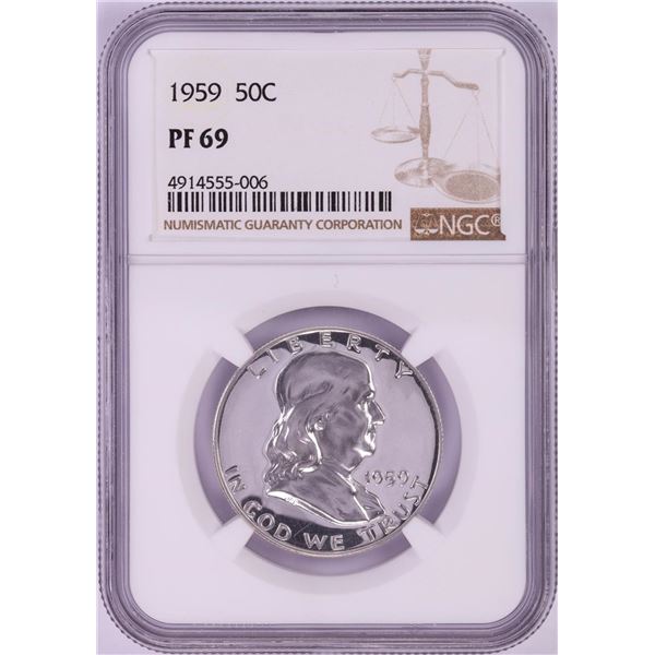 1959 Proof Franklin Half Dollar Coin NGC PF69