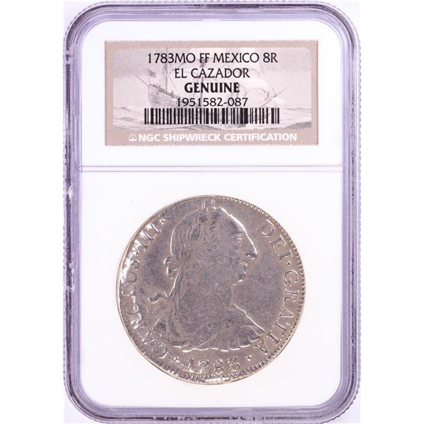 El Cazador Shipwreck 1783MO FF Mexico 8 Reales Silver Coin NGC Genuine