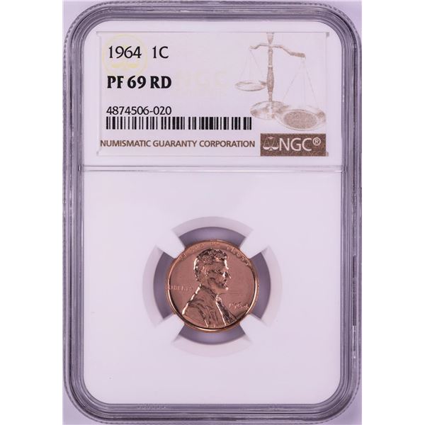1964 Proof Lincoln Wheat Cent Coin NGC PF69RD