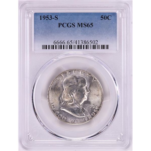 1953-S Franklin Half Dollar Coin PCGS MS65