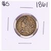 Image 1 : 1861 $5 Liberty Head Half Eagle Gold Coin