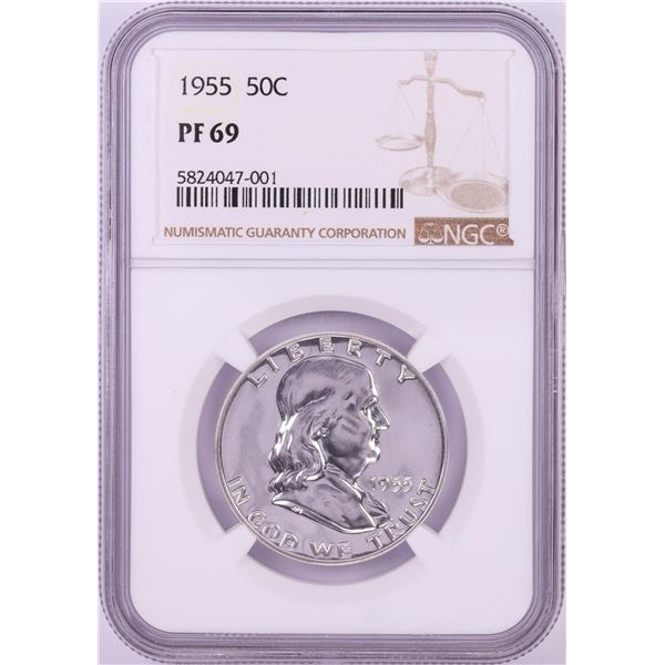 1955 Proof Franklin Half Dollar Coin NGC PF69