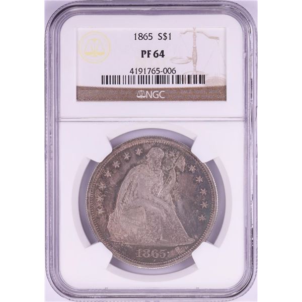 1865 $1 Proof Seated Liberty Silver Dollar Coin NGC PF64