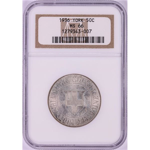 1936 York County Commemorative Half Dollar Coin NGC MS66