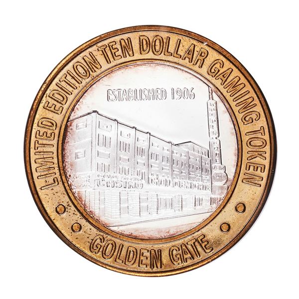 .999 Silver Golden Gate Las Vegas, NV $10 Casino Limited Edition Gaming Token