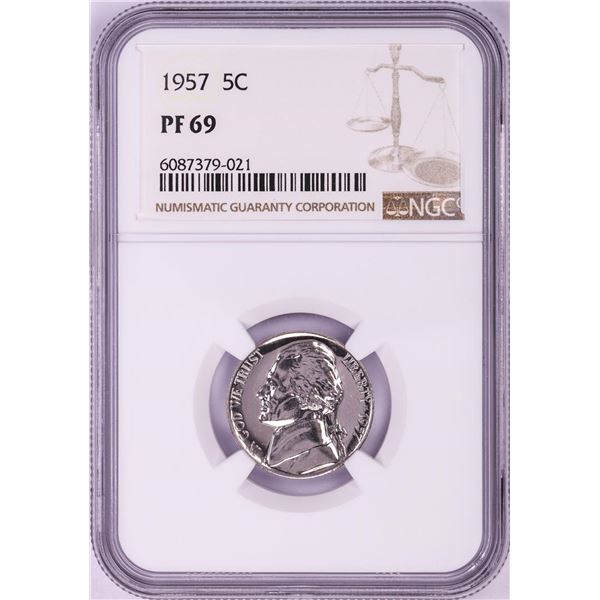 1957 Proof Jefferson Nickel Coin NGC PF69