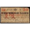 Image 1 : 1863 Fifty Cents The Union Bank Augusta, GA Obsolete Banknote