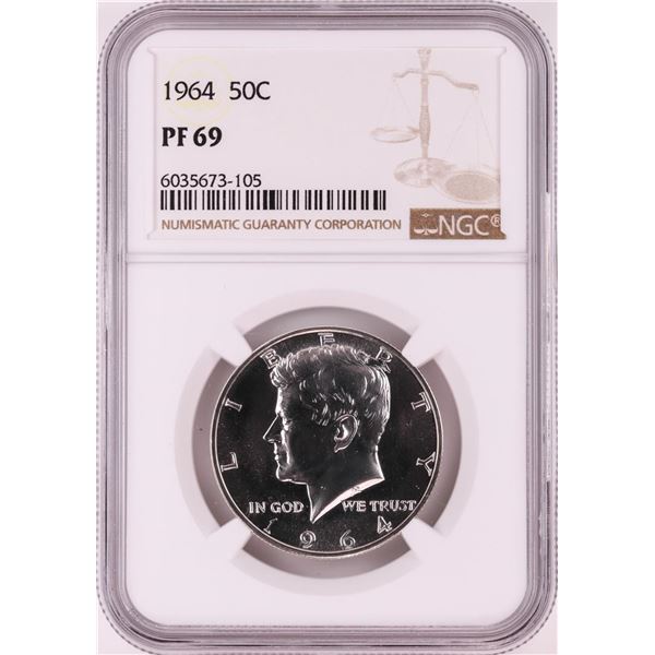 1964 Proof Kennedy Half Dollar Coin NGC PF69