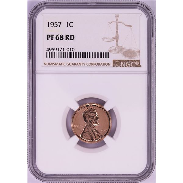 1957 Proof Lincoln Wheat Cent Coin NGC PF68RD