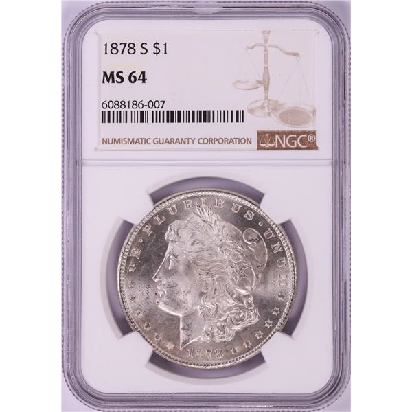 1878-S $1 Morgan Silver Dollar Coin NGC MS64