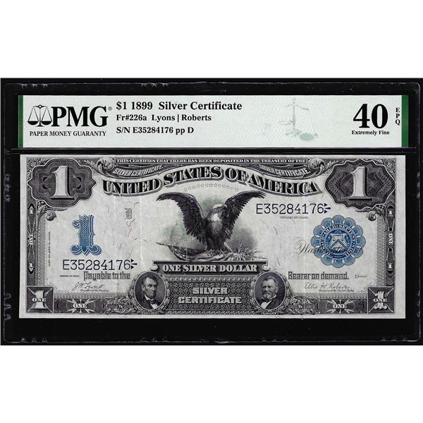 1899 $1 Black Eagle Silver Certificate Note Fr.226a PMG 40EPQ Extremely Fine