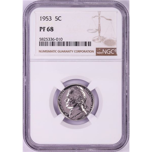 1953 Proof Jefferson Nickel Coin NGC PF68