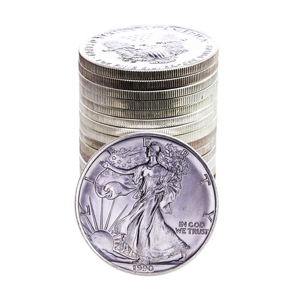 Roll of (20) Brilliant Uncirculated 1990 $1 American Silver Eagle Coins