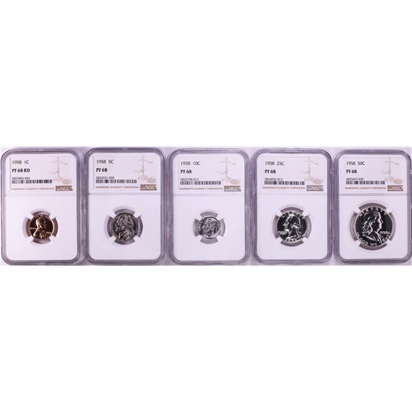 1958 (5) Coin Proof Set NGC PF68