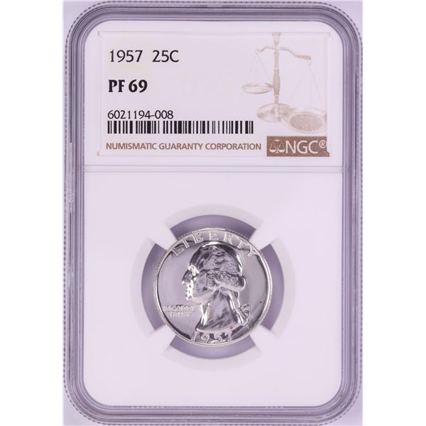1957 Proof Washington Quarter Coin NGC PF69