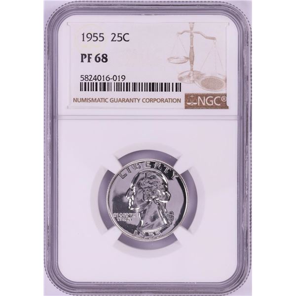 1955 Proof Washington Quarter Coin NGC PF68