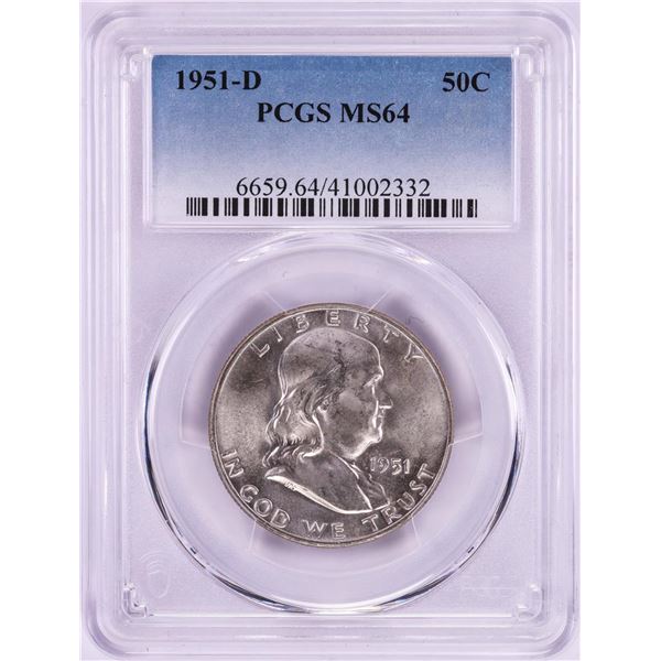 1951-D Franklin Half Dollar Coin PCGS MS64