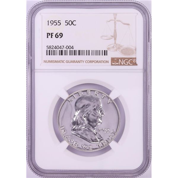 1955 Proof Franklin Half Dollar Coin NGC PF69