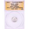 Image 1 : 2014 Proof 1/10 oz Platinum JFK Apollo 11 Anniversary Medal ANACS MS68