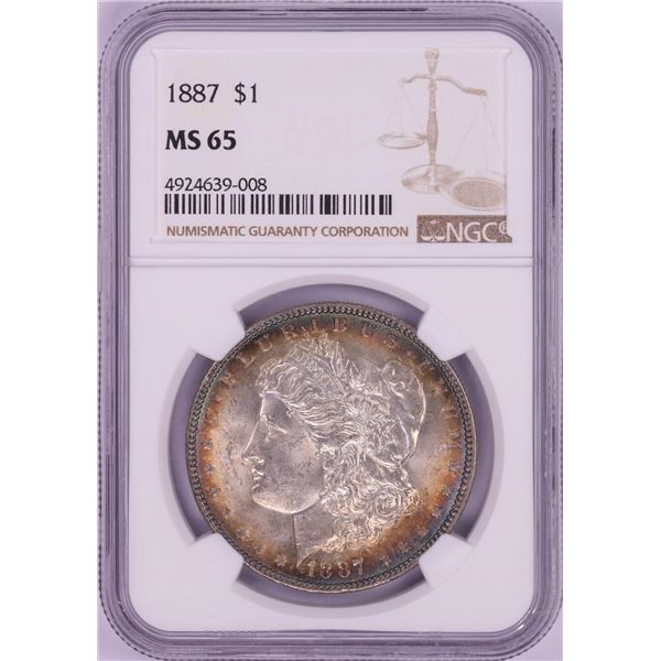 1887 $1 Morgan Silver Dollar Coin NGC MS65 Amazing Toning