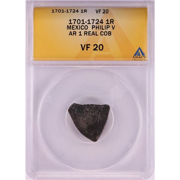 1701-1724 Mexico Philip V 1 Real Cob Coin ANACS VF20