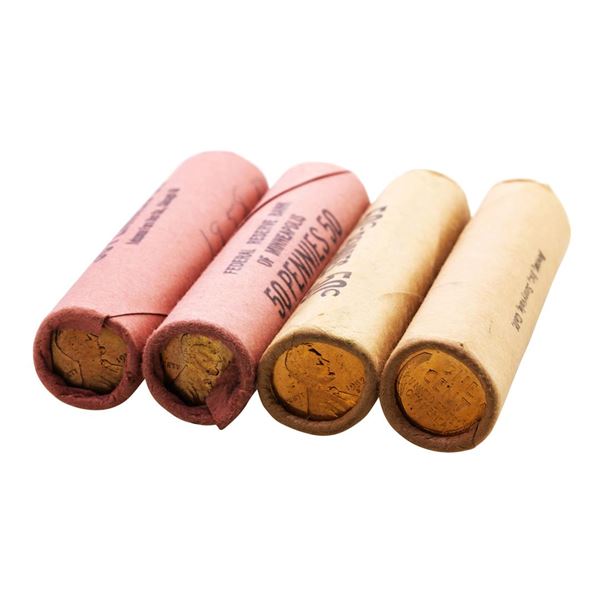 Lot of (2) 1957-D & 1958-D (50) Brilliant Uncirculated Lincoln Wheat Cent Coin Rolls