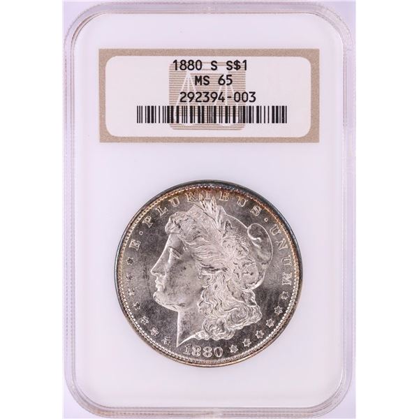 1880-S $1 Morgan Silver Dollar Coin NGC MS65 Nice Toning Old Fatty Holder