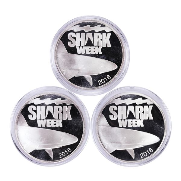 Lot of (3) 2016 Discovery Shark Week 1oz .999 Fine Silver Rounds