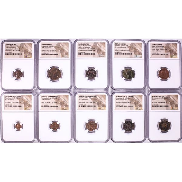 Lot of (10) Ancient Roman Empire Coins NGC Certified