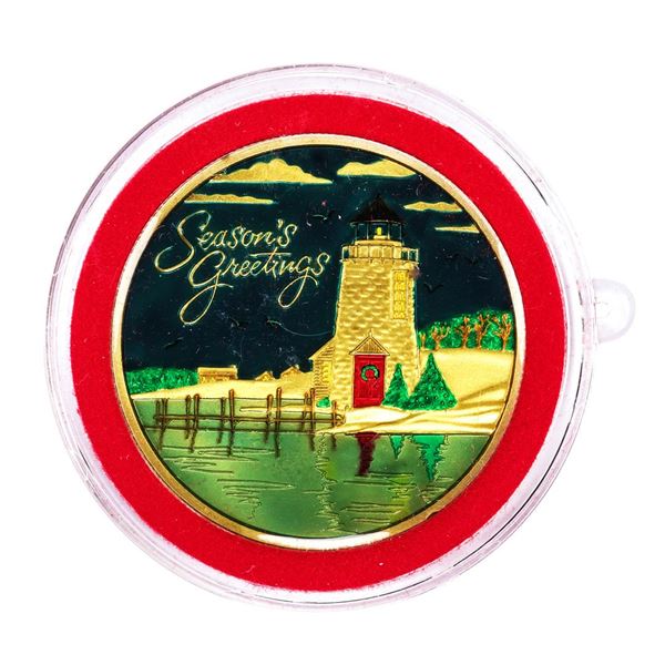 2004 Seasons Greetings .999 Fine Silver Colorized Enamel Round