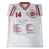 Image 1 : "Pete Rose Stats Jersey" Autographed Baseball Jersey Featuring Pete Rose's Stats