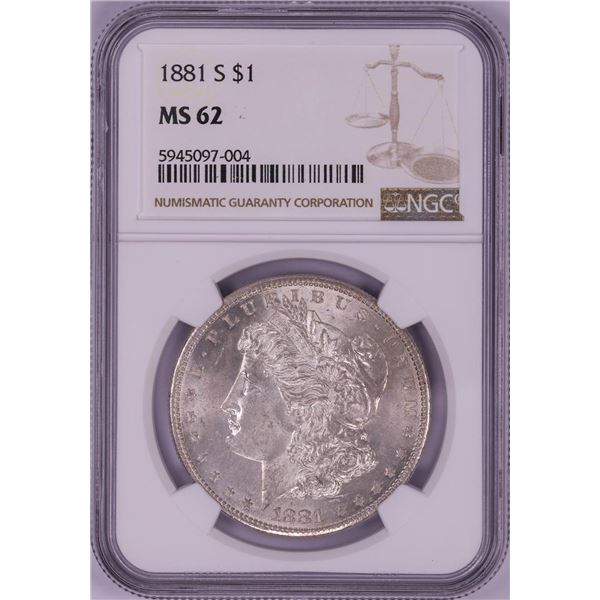 1881-S $1 Morgan Silver Dollar Coin NGC MS62