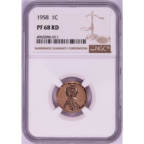 1958 Proof Lincoln Wheat Cent Coin NGC PF68RD