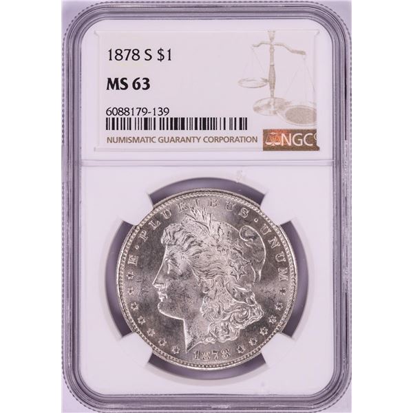 1878-S $1 Morgan Silver Dollar Coin NGC MS63