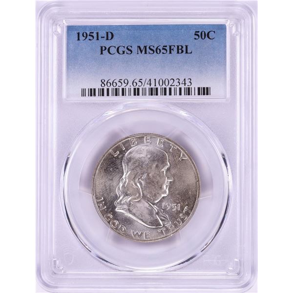 1951-D Franklin Half Dollar Coin PCGS MS65FBL