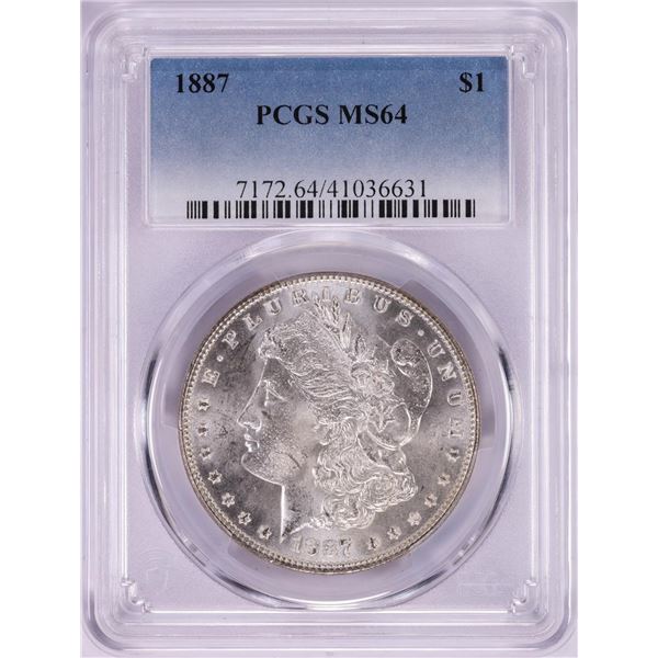 1887 $1 Morgan Silver Dollar Coin PCGS MS64