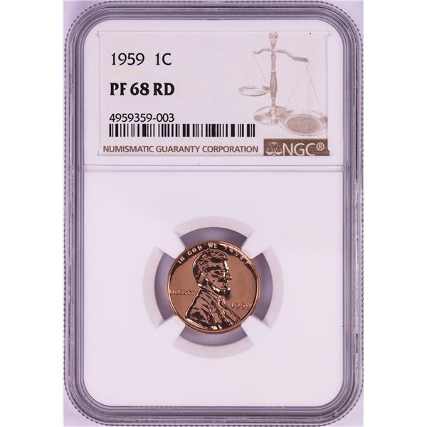 1959 Proof Lincoln Wheat Cent Coin NGC PF68RD