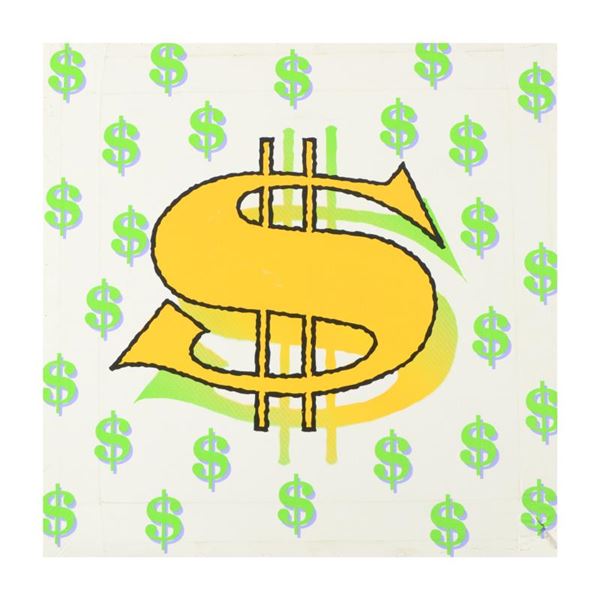 Steve Kaufman (1960-2010) "Dollar Sign (White)" Original Serigraph on Canvas