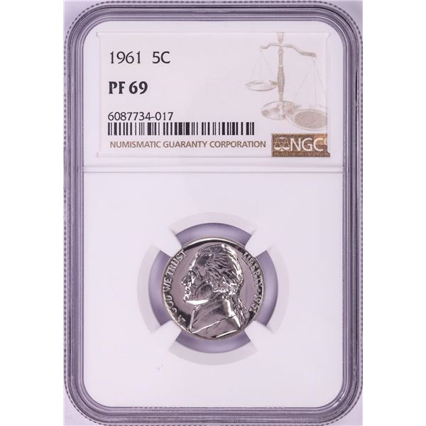 1961 Proof Jefferson Nickel Coin NGC PF69