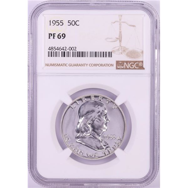 1955 Proof Franklin Half Dollar Coin NGC PF69
