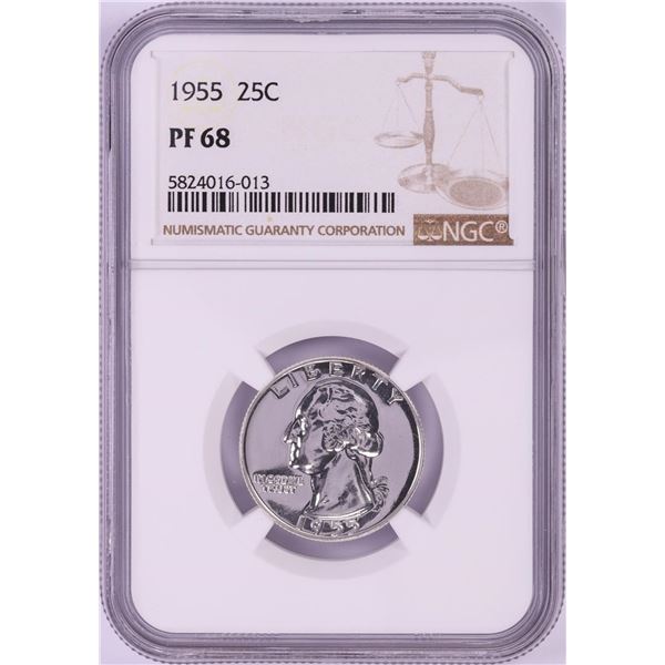 1955 Proof Washington Quarter Coin NGC PF68